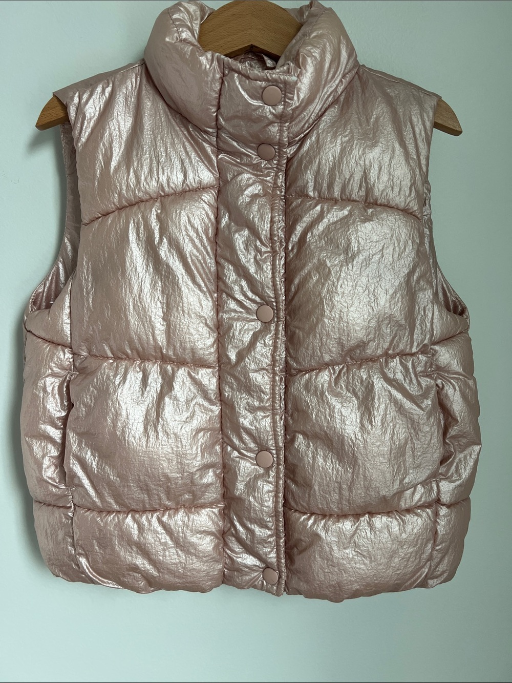Zara | Baby Metallic Light Pink Puffer Vest Size 12-18 Months